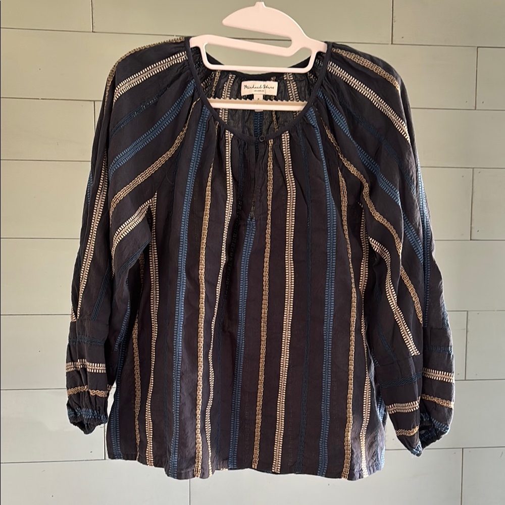 Michael Stars Ellie Balloon Sleeve Top- Nocturnal Combo